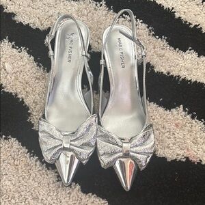 Marc Fisher Silver Bow Heels